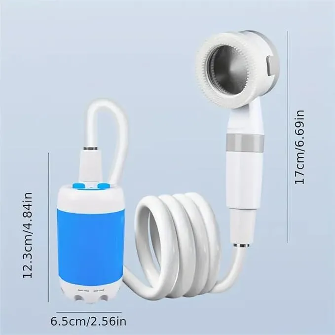Portable Shower，Outdoor dormitory bath artifact Electric Rechargeable Portable Camping Shower, simple car self-priming shower，pet Shower, Blue