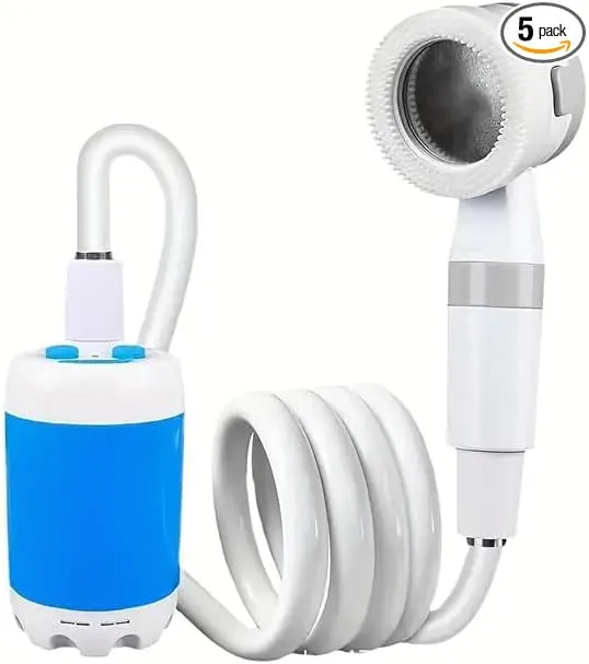 Portable Shower，Outdoor dormitory bath artifact Electric Rechargeable Portable Camping Shower, simple car self-priming shower，pet Shower, Blue