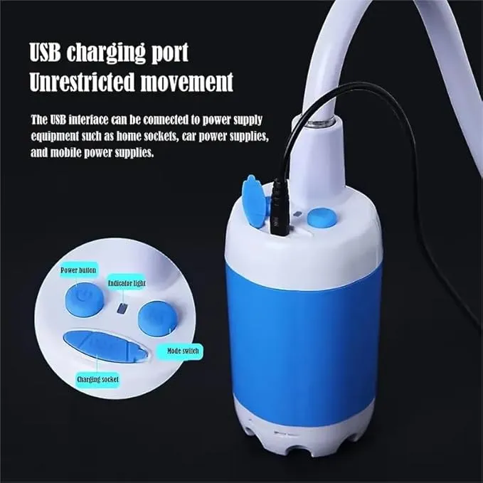 Portable Shower，Outdoor dormitory bath artifact Electric Rechargeable Portable Camping Shower, simple car self-priming shower，pet Shower, Blue