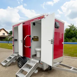 Portable Toilet for Camp With Luxury Restroom Trailer on Wheels, Portable Restroom Trailer Bathroom Accessories, Shower Faucet Set, Perfect for Camping Providing a Mobile Restroom Deposit