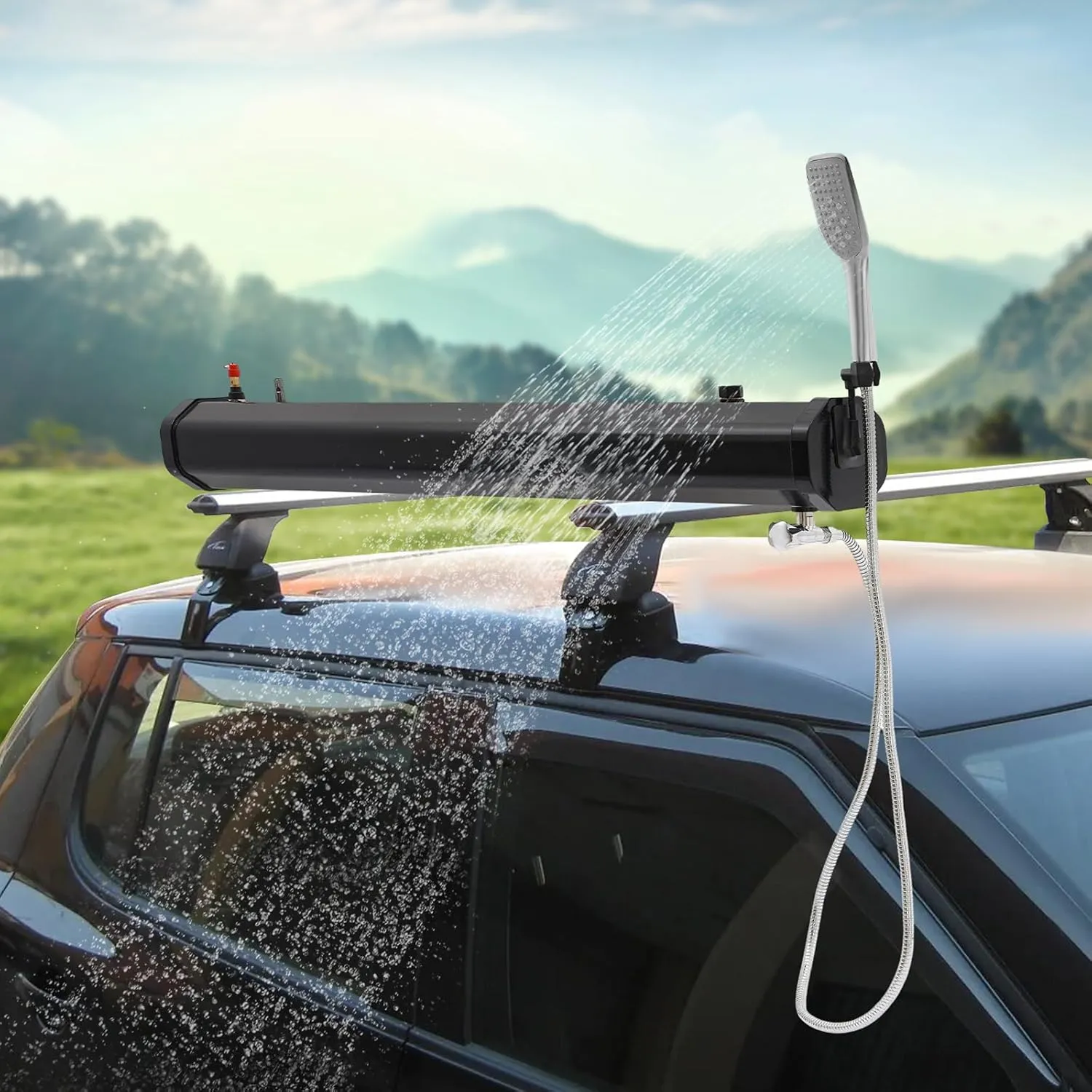 Portable Water Tank with Camping Shower, Pressurized Outdoor Shower System for Camping