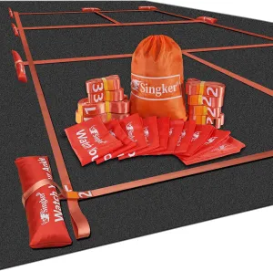 PortablePickleball Court Marking Kit,Innovative, 10 Zippered sandbags Keep thewind from Messing Around,Temporary Pickleball Boundary Lines, 8 Nylon webbings, Net Not Included