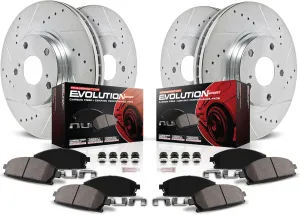 Power Stop Brake Kit For 2018 2019 2020 2021 2022 Subaru Impreza Crosstrek Front and Rear Z23 Carbon Fiber Brake Pads with Drilled and Slotted Brake Rotors K7927