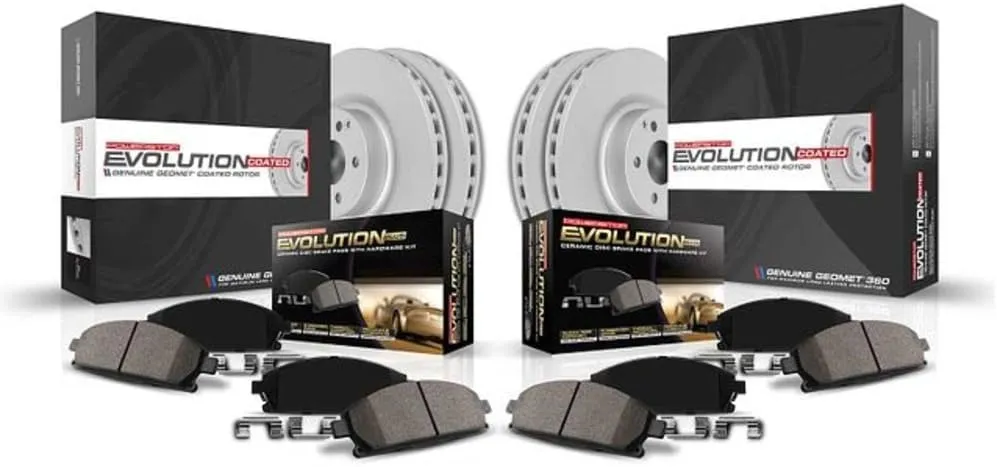 Power Stop CRK4079 Coated Brake Rotor & Ceramic Brake Pads- front & rear For Subaru Legacy 2006-2009, Subaru Outback 2005-2009 [Model Specific]