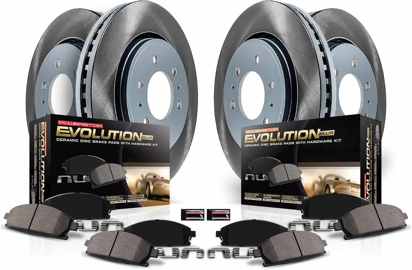 Power Stop SC7931 Front and Rear Brake Kit With Semi-Coated Brake Rotors and Ceramic Brake Pads & Hardware For 2018 2019 2020 Toyota Camry L, LE, SE | 2021 2022 Camry LE SE SE Nightshade