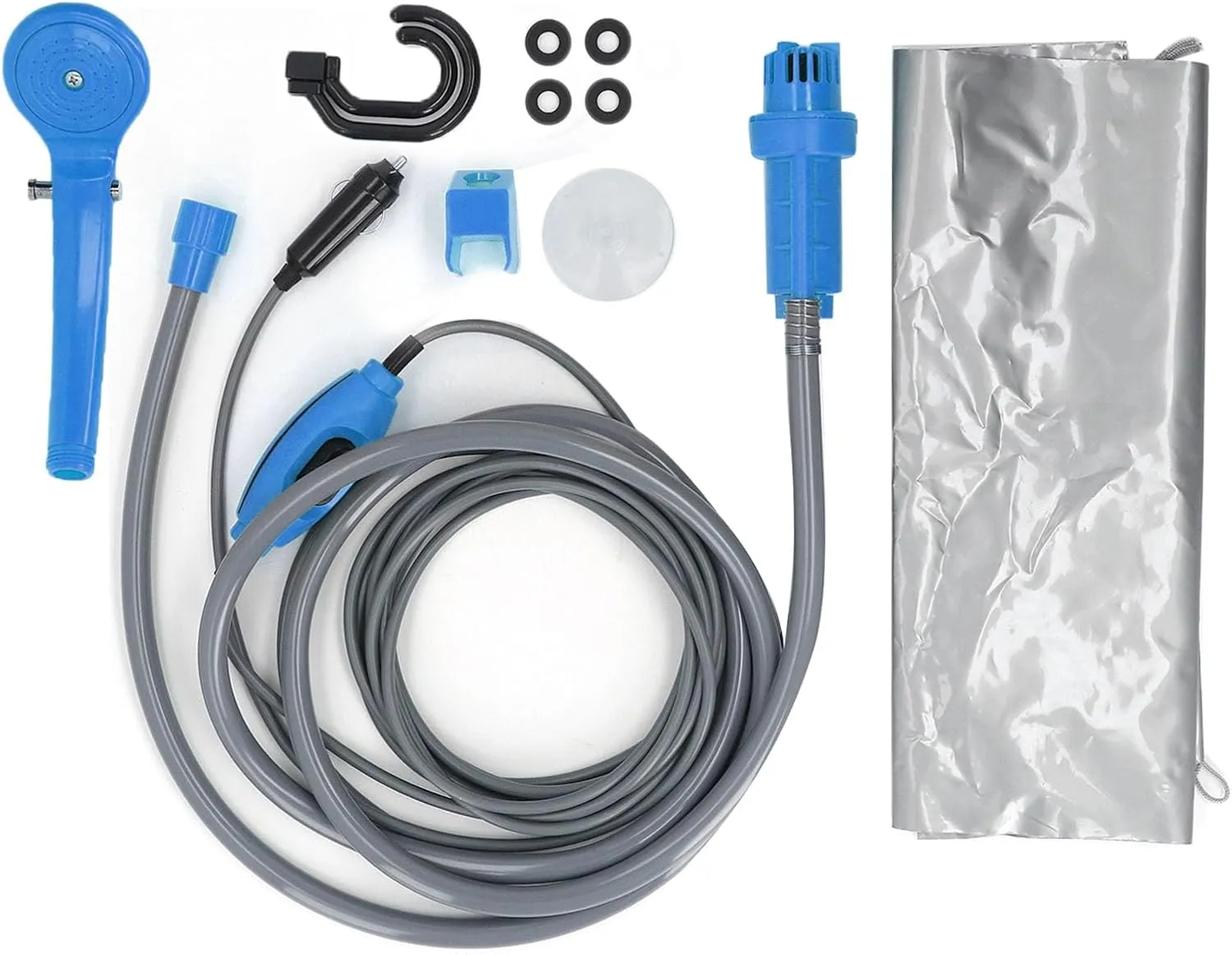 Pssopp Portable Camping Shower, Handheld Outdoor Showerhead Sprayer Electric Shower Kit for Bike Car Washing Pet Cleaning Garden Watering