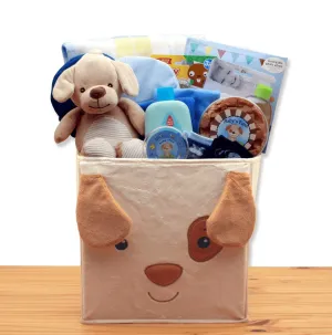 Puppy Tails New Baby Boy Gift Basket