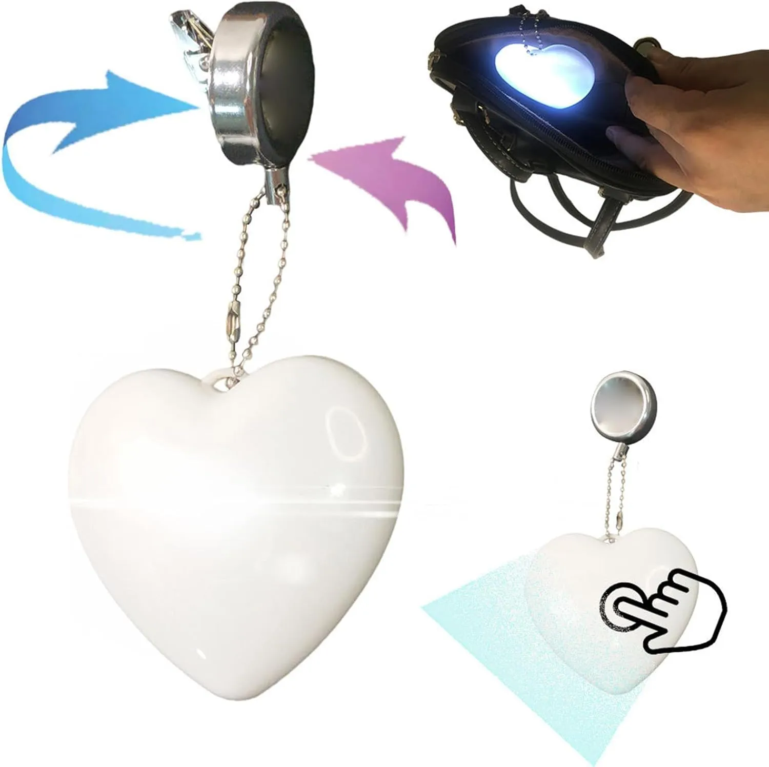 Purse Light Handbag Light,Touch Activated Purse Light,Best Gifts for Women Valentines Day,Bag Light for Purse Women and Men (2pcs Heart)