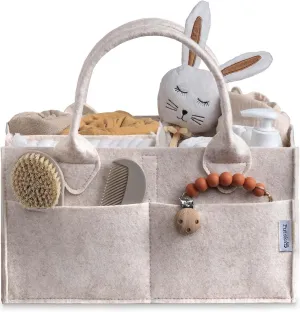PUTSKA Baby Diaper Caddy Organizer - Nursery Storage Basket for Diaper Station, Baby Basket Shower List and Registry Gift Must-Haves, Newborn Essentials, Nursery Decor for Boy or Girl - Mocha,Regular