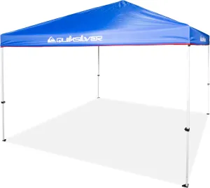 QUIKSILVER Blue 10 x10 pop up Canopy Shade Tents for Outdoors - A Foldable Tent and pop up Gazebo Tent Portable Shade Canopy - Yard Shade, Beach Canopy Tents, Pop up Party Tent with Wheeled Carry Bag