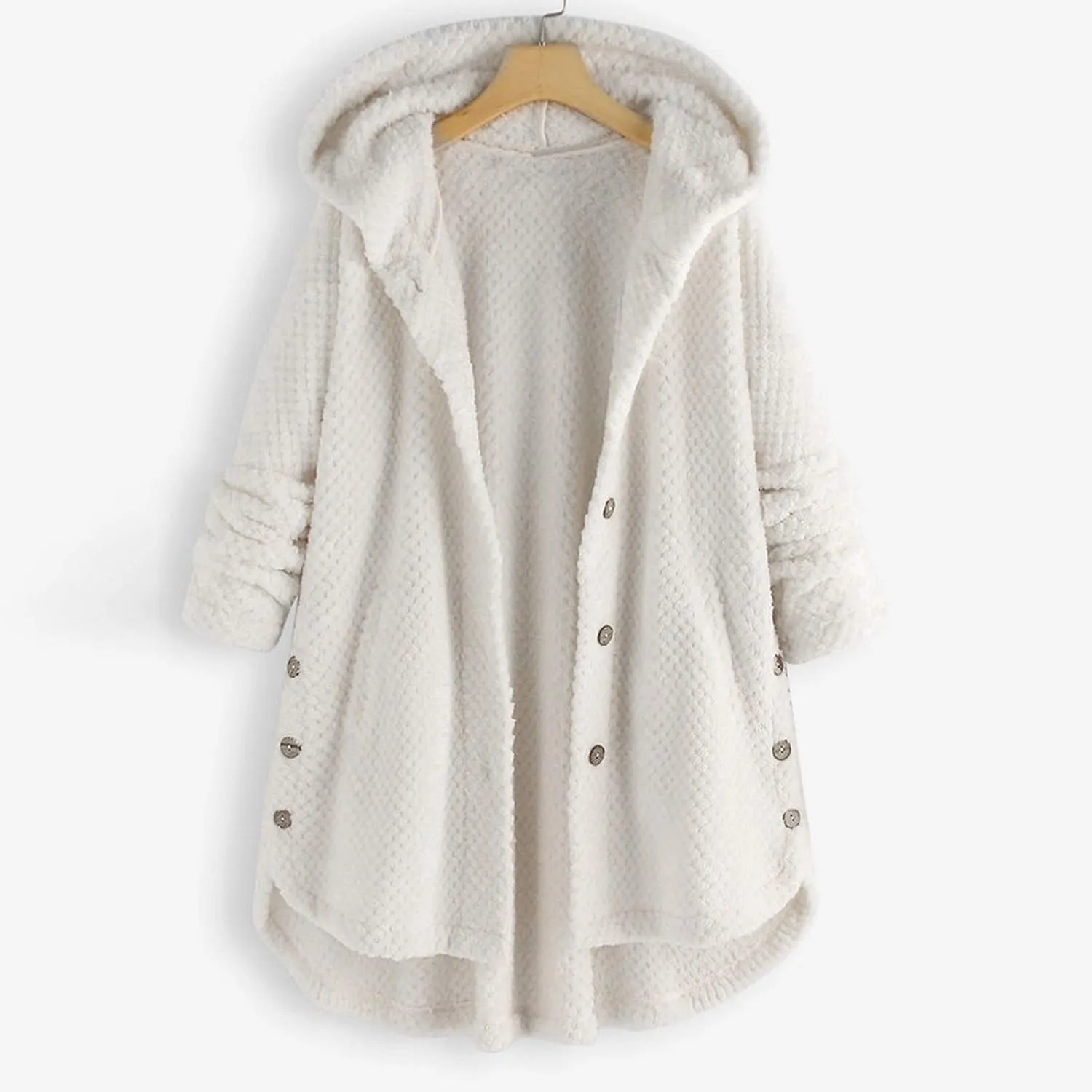QWENTMTNTY Womens Winter Fuzzy Fleece Jacket Oversized Casual Trendy Hooded Cardigan Coat Winter Thermal Sherpa Outerwear