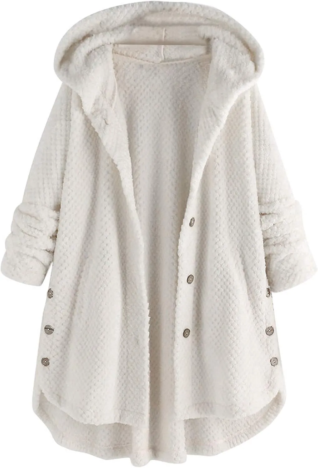 QWENTMTNTY Womens Winter Fuzzy Fleece Jacket Oversized Casual Trendy Hooded Cardigan Coat Winter Thermal Sherpa Outerwear