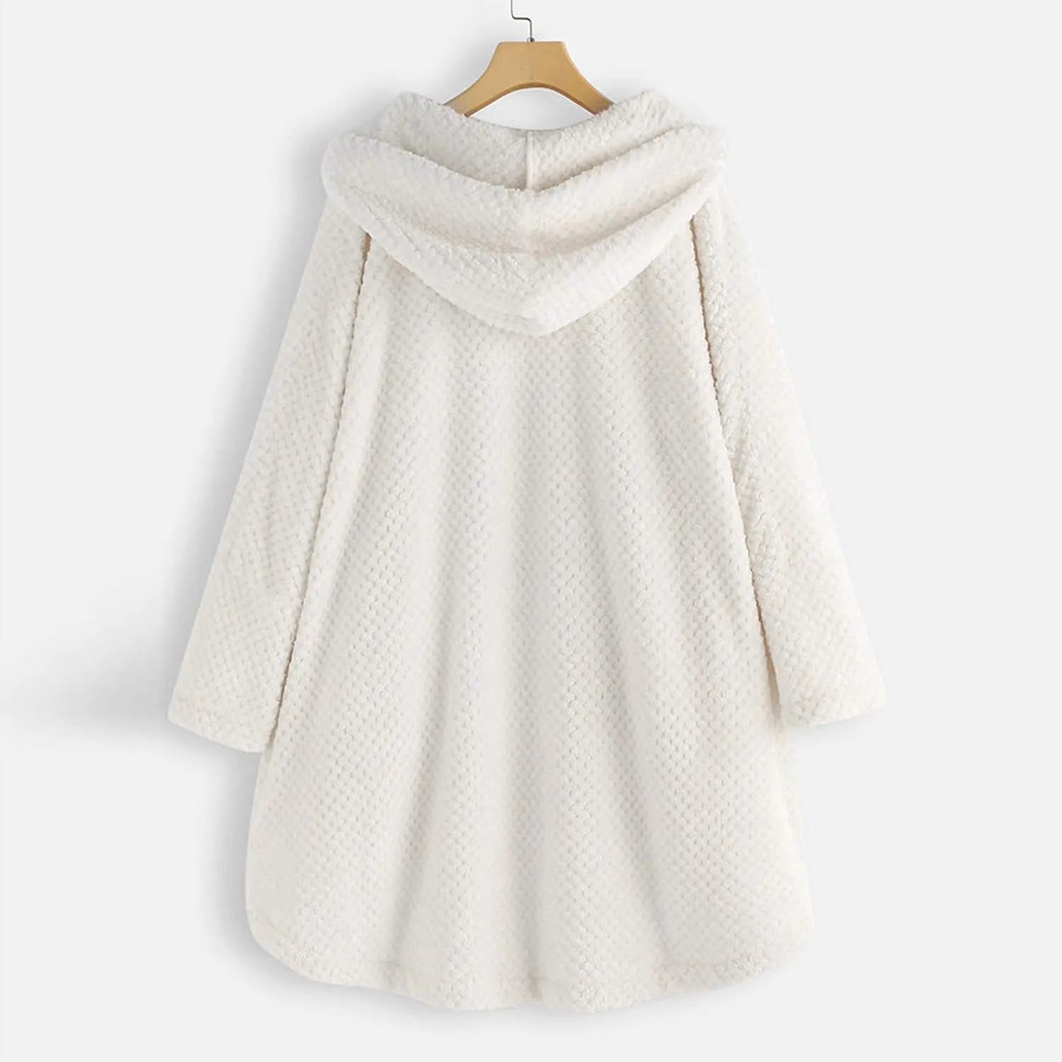 QWENTMTNTY Womens Winter Fuzzy Fleece Jacket Oversized Casual Trendy Hooded Cardigan Coat Winter Thermal Sherpa Outerwear