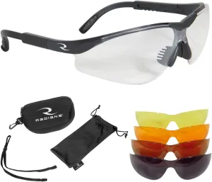 Radians T-85 Glasses with Case/Cloth Bag/Neck Cord,Black Frame,Clear/Copper/Amber/Orange/Green Mirror Lens,T-85,Glasses,Black Frame,Clear,Copper,Amber,Orange,Green Mirror,Case/Cloth Bag/Neck Cord