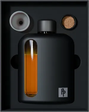 Ragproper Modern Glass Hip Flask for Men with Cork & Silicone Lid Liners - Durable Silicone Covered Flask for Whiskey, & Other Liquor (Double Shot 240ml, Black)