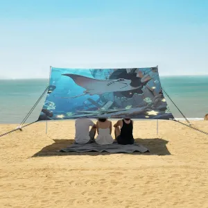 Ray and Vintage Shipwrecks Beach Canopy Tent Anti-UV & Wind Resistant, Camping Sun Shelter Easy Setup Portable,Outdoor Shade Tents with Sandbags,Sand Shovels,Ground Pegs & Stability Poles
