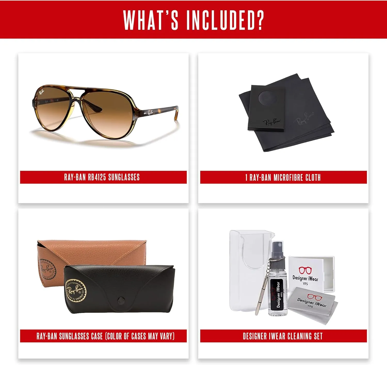 Ray-Ban Cats 5000 RB4125 Aviator Sunglasses for Men   BUNDLE With Designer iWear Complimentary Eyewear Kit