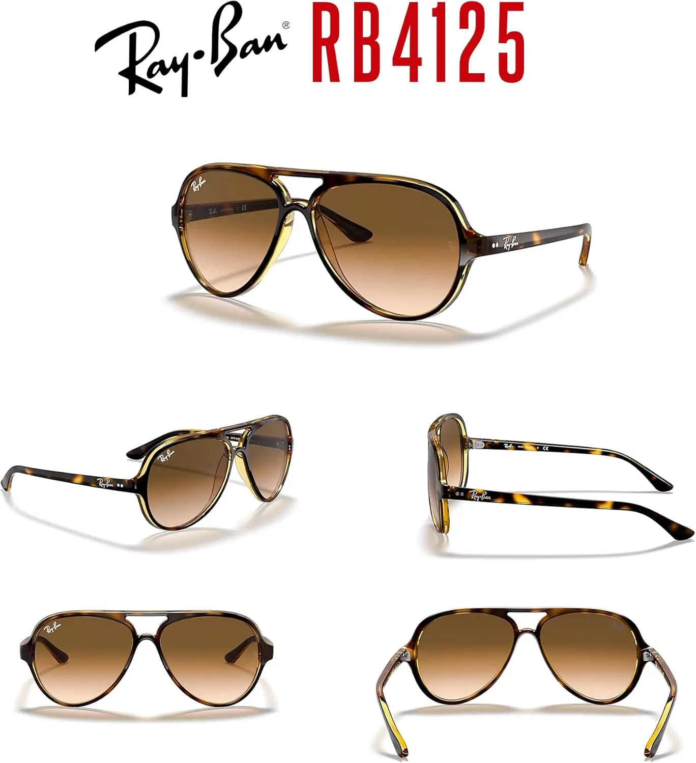 Ray-Ban Cats 5000 RB4125 Aviator Sunglasses for Men   BUNDLE With Designer iWear Complimentary Eyewear Kit