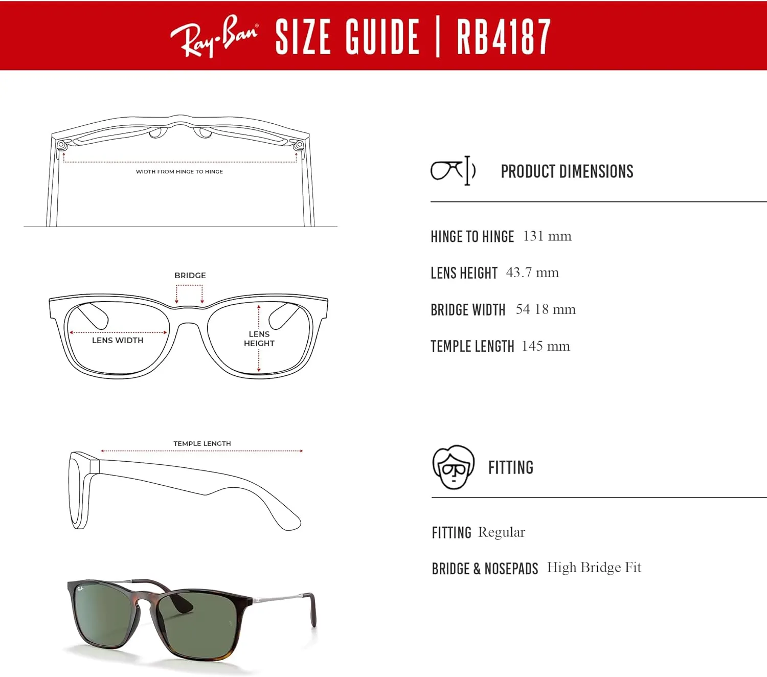 Ray-Ban Chris RB4187 Square Sunglasses for Men   BUNDLE With Designer iWear Complimentary Eyewear Kit