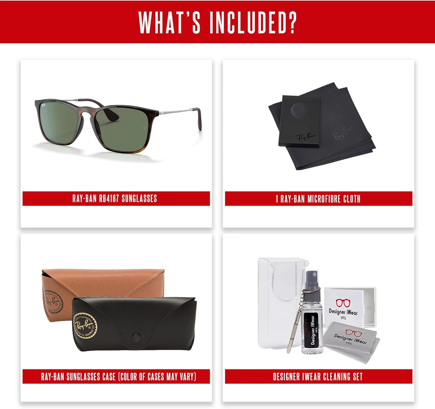 Ray-Ban Chris RB4187 Square Sunglasses for Men   BUNDLE With Designer iWear Complimentary Eyewear Kit