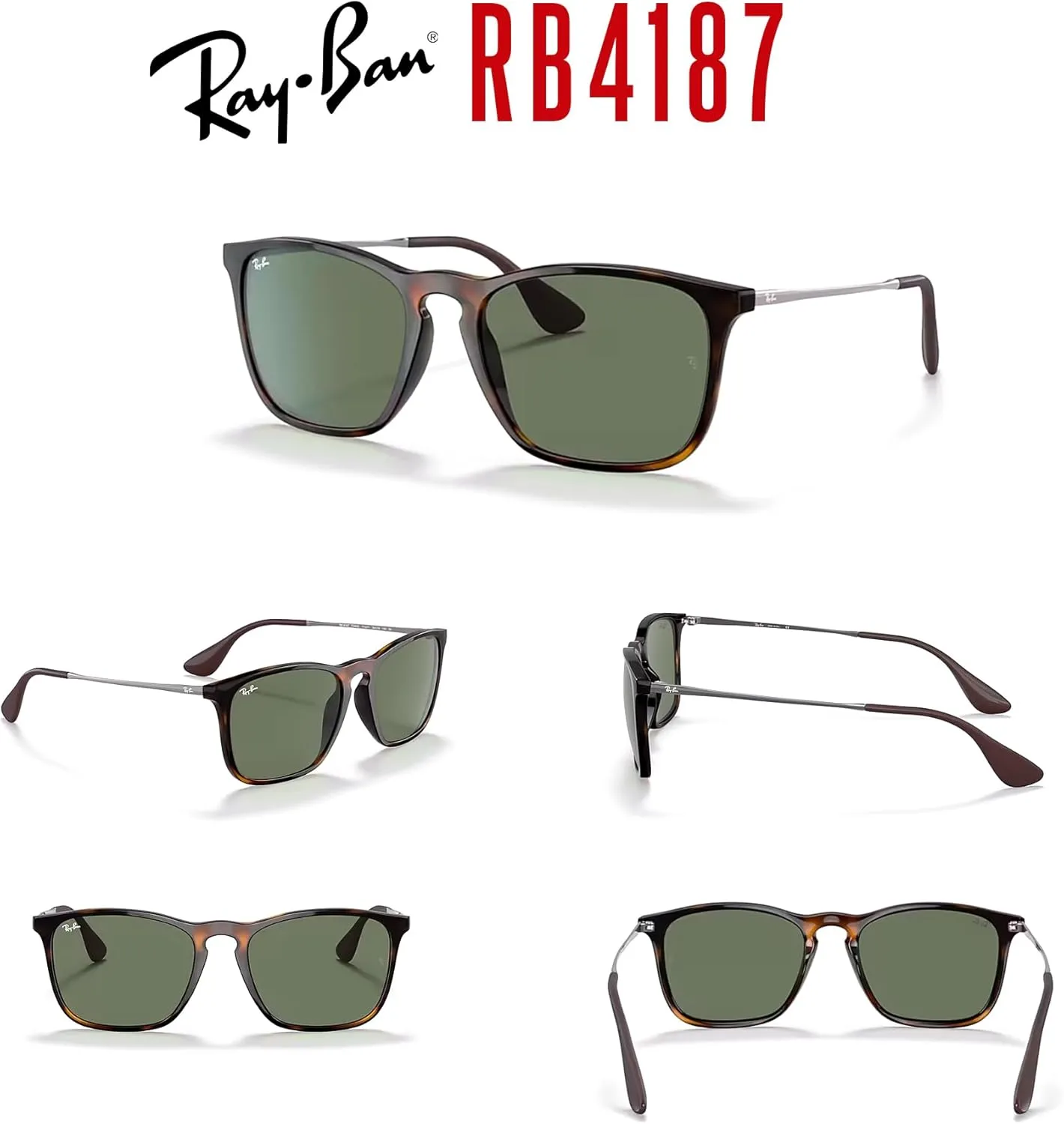 Ray-Ban Chris RB4187 Square Sunglasses for Men   BUNDLE With Designer iWear Complimentary Eyewear Kit