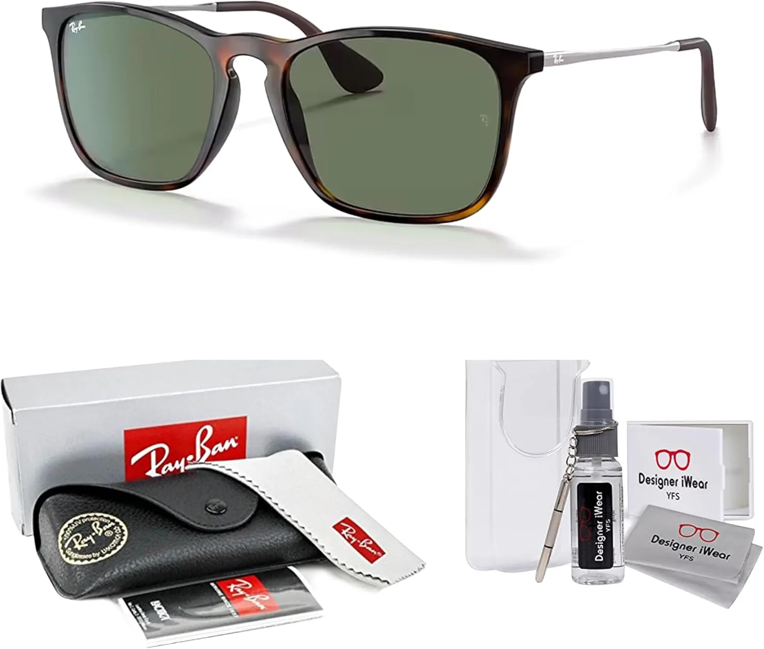 Ray-Ban Chris RB4187 Square Sunglasses for Men   BUNDLE With Designer iWear Complimentary Eyewear Kit