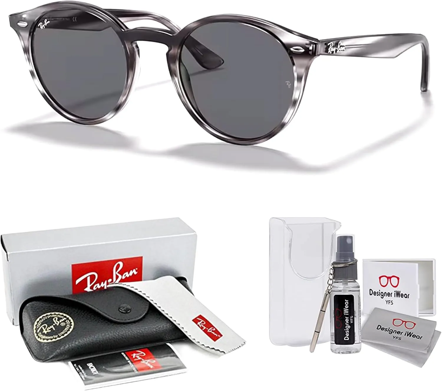 Ray-Ban RB2180 Round Sunglasses For Men For Women  BUNDLE with Designer iWear Care Kit…