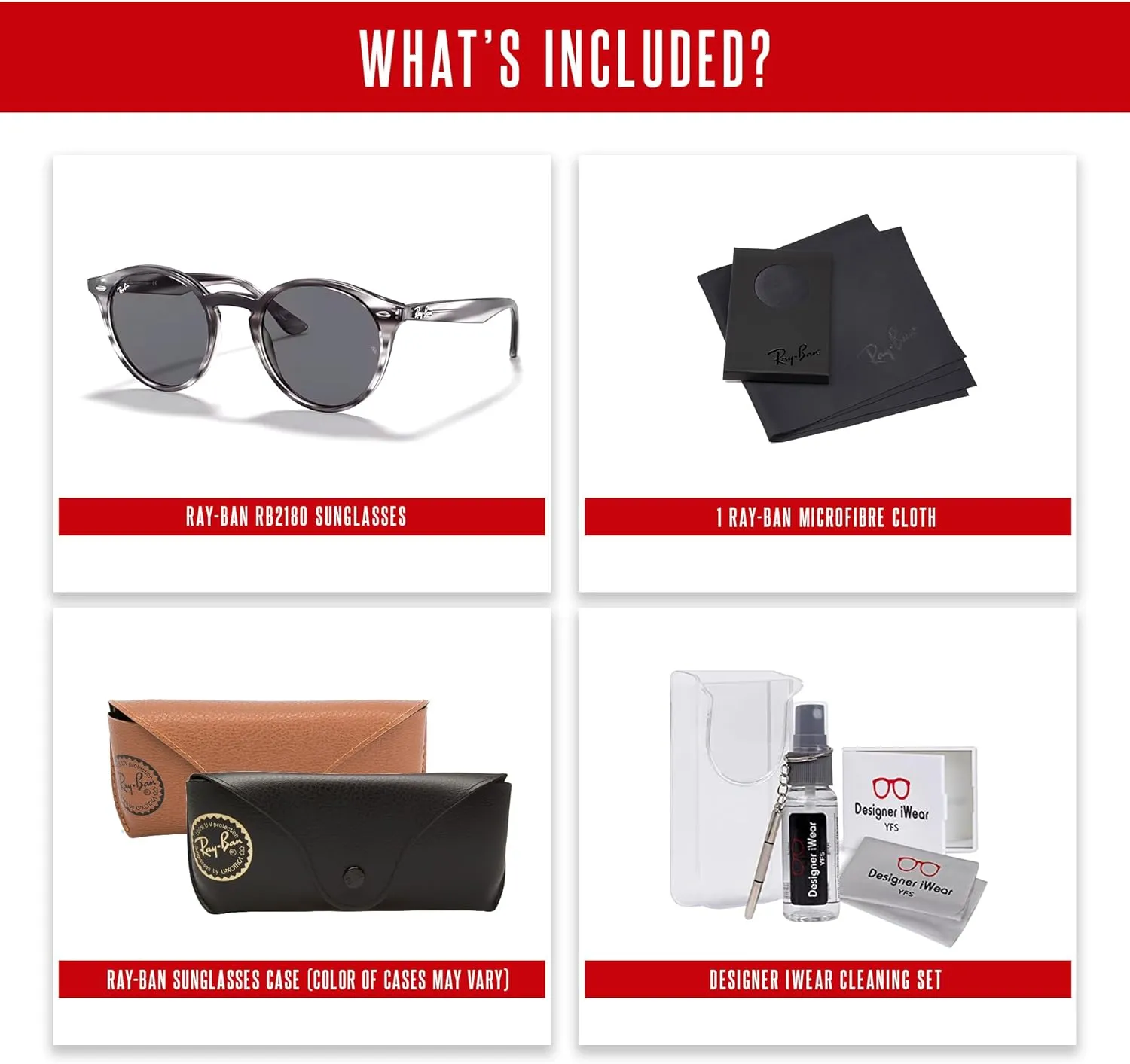 Ray-Ban RB2180 Round Sunglasses For Men For Women  BUNDLE with Designer iWear Care Kit…