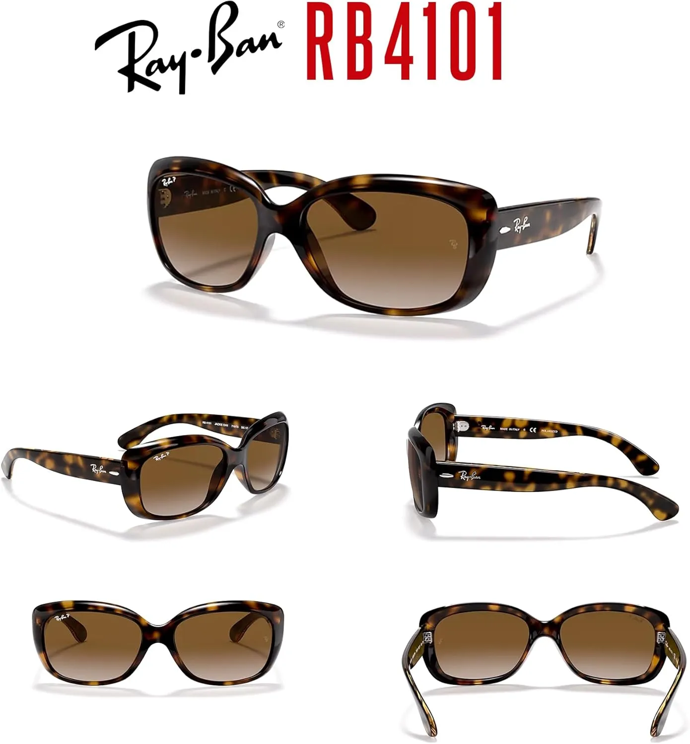 Ray-Ban RB4101 JACKIE OHH Cat Eye Sunglasses For Women   BUNDLE with Designer iWear Eyewear Care Kit