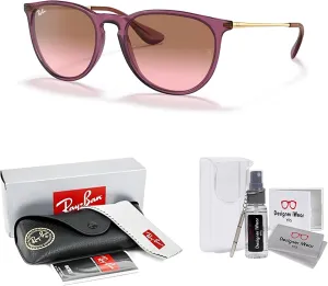 Ray-Ban RB4171 ERIKA Round Sunglasses For Women   BUNDLE with Designer iWear Eyewear Care Kit