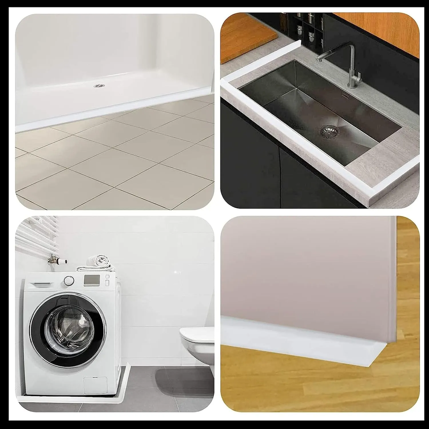 Raycity Collapsible Shower Threshold Water Dam Barrier,Shower Door and Kitchen Water Strip Dam Shower Guard for Dry And Wet Separation Caulk Seal Strip Edge Trim(39Inches/Transparent)