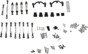 RC Car Spare Parts Kit, Aluminum Alloy RC Car Pull Rod Kit Upgrade Spare Parts Metal Pull Rod Tie Rod Pull Rod Base Compatible for WPL C24 C14 C14K C24K RC Car(Black)