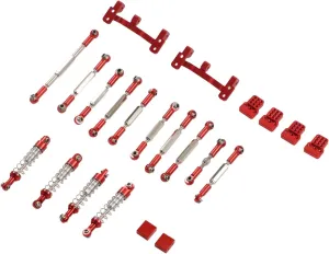 RC Shock Absorber Set,RC Car Upgrade Spare Kit Aluminum Alloy Shocks Absorber RC Car Pull Rod Kit for C24 C14 C14K C24K RC Car(Red)