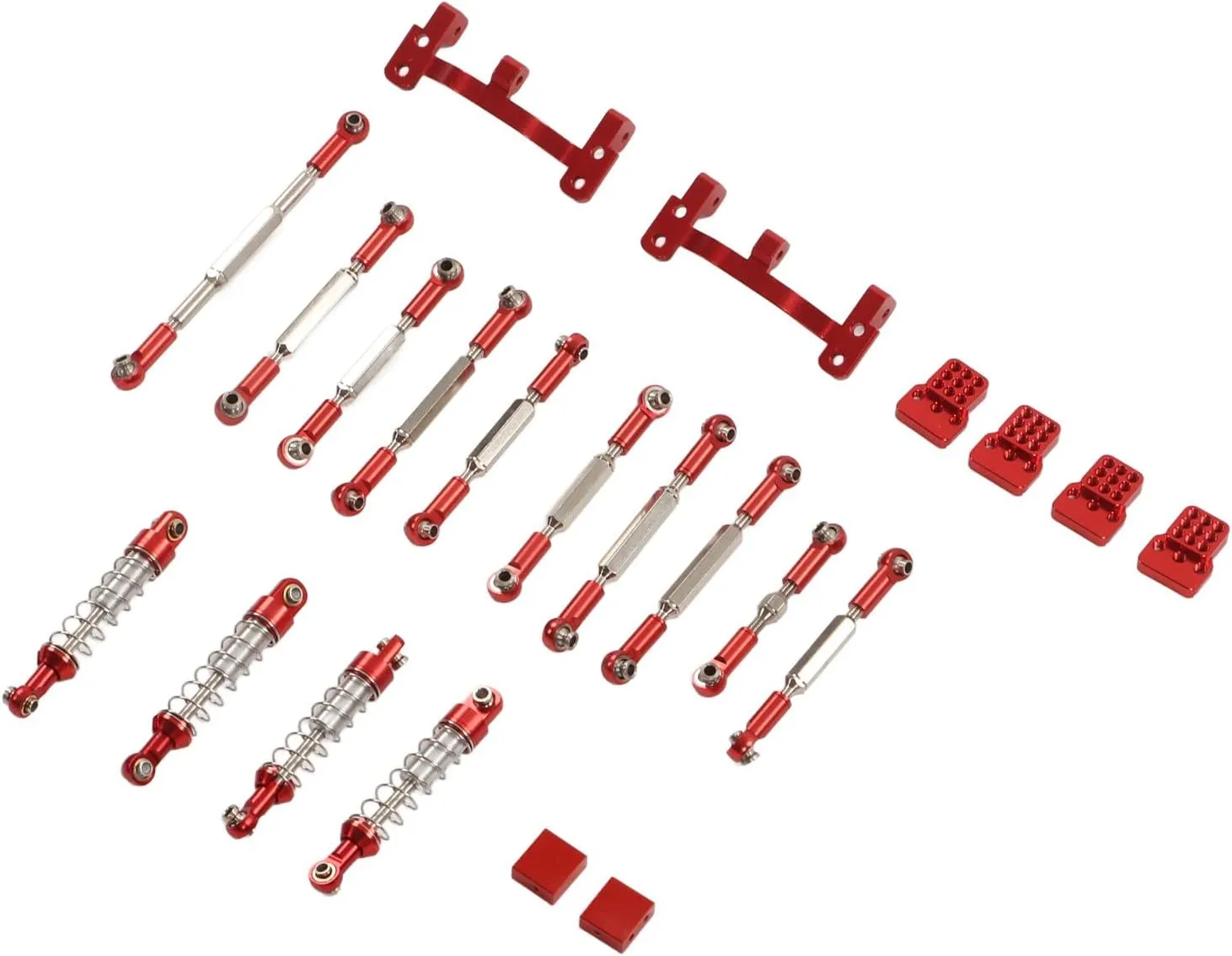 RC Shock Absorber Set,RC Car Upgrade Spare Kit Aluminum Alloy Shocks Absorber RC Car Pull Rod Kit for C24 C14 C14K C24K RC Car(Red)
