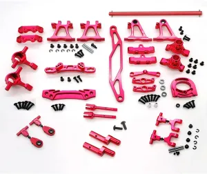 RC TT-02 Full Set Upgrade Kit Aluminum Drive Shaft Swing Arm Steering Cup CVD Bumper Motor Base Suspension Arms For Tamiya TT02 Upgrade Part 1/10 On Road Touring Rally Racing Car (Red 16PCS)