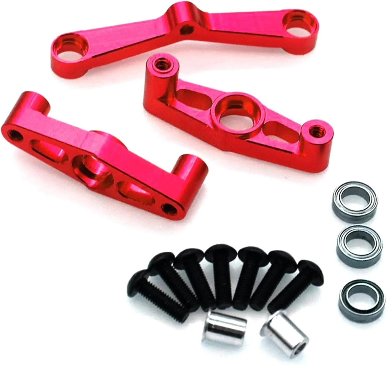 RC TT-02 Full Set Upgrade Kit Aluminum Drive Shaft Swing Arm Steering Cup CVD Bumper Motor Base Suspension Arms For Tamiya TT02 Upgrade Part 1/10 On Road Touring Rally Racing Car (Red 16PCS)