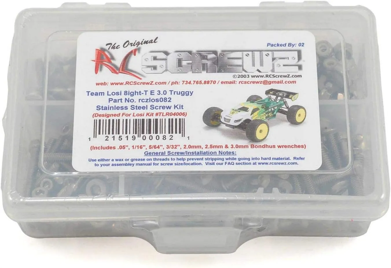 RCZLOS082 - Compatible with Losi 8ight-T 3.0 (TLR04006) Stainless Screw Kit