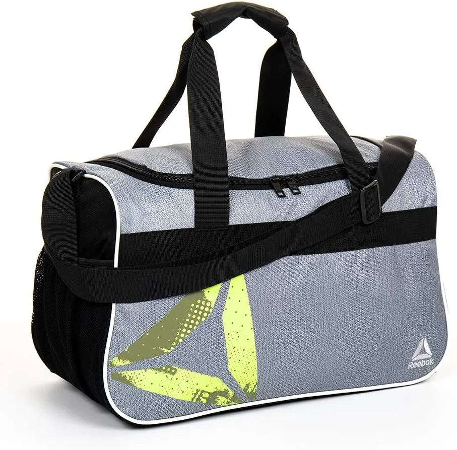 Reebok Warrior II Small Gym Bag for Men and Women, Compact Sports Duffle Bag (Medium Heather Grey)