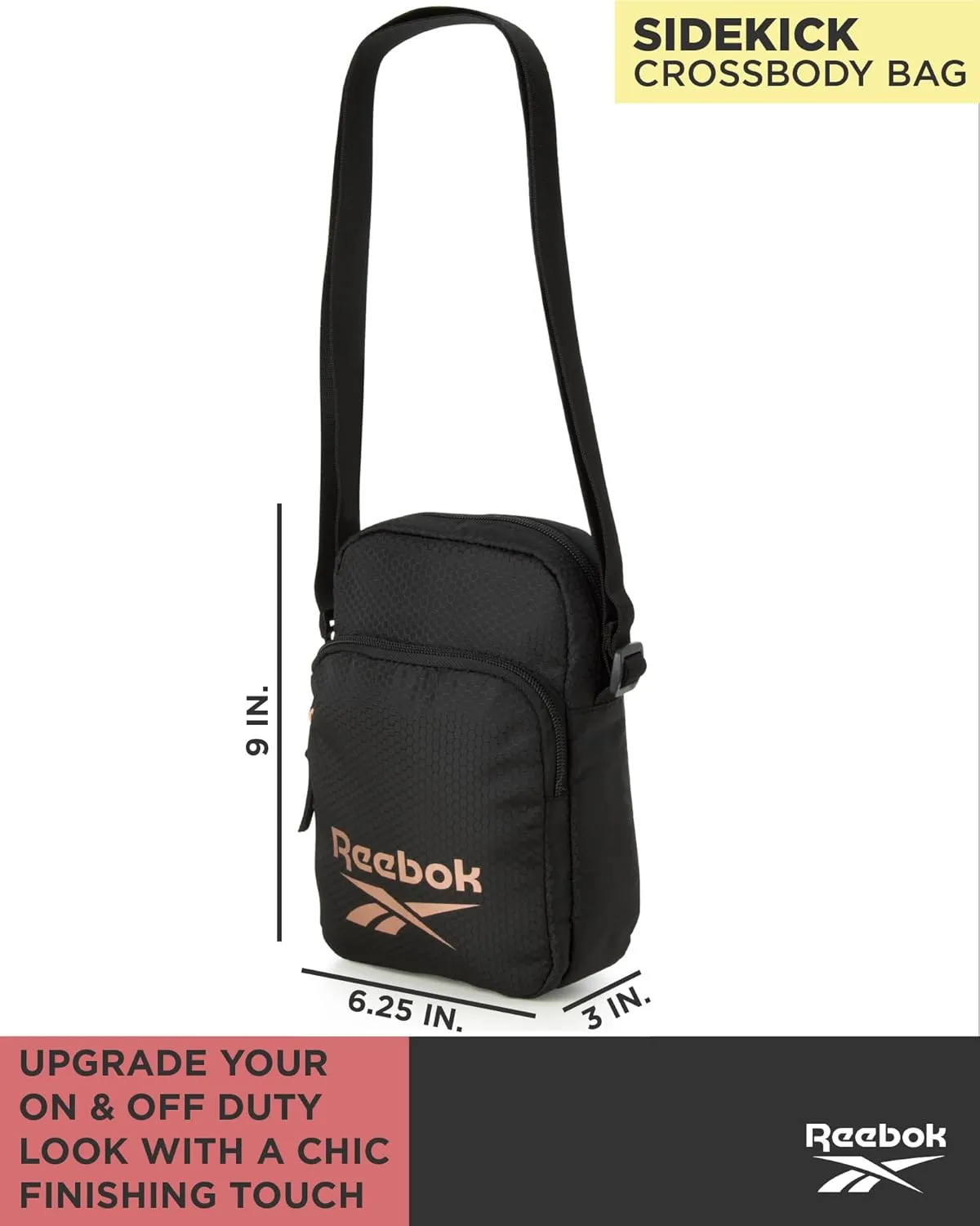 Reebok Womens Crossbody Bag - Lightweight Small Crossbody Bags for Women, Compact Casual Sling Shoulder Bag for Everyday Use