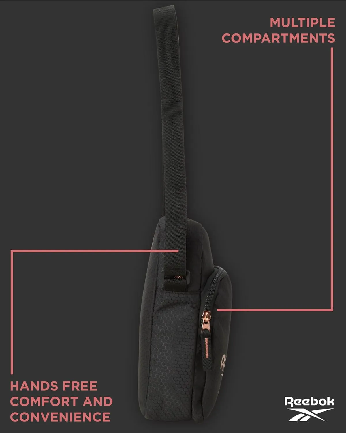 Reebok Womens Crossbody Bag - Lightweight Small Crossbody Bags for Women, Compact Casual Sling Shoulder Bag for Everyday Use