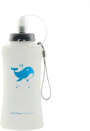 Refillable Water Bottles Collapsible Silicone Water Bottle, Outdoor Portable Water Bottles With Scale For Sports Fitness/Climbing, 750ml/25oz Sports Water Bottle (Color : C-White)