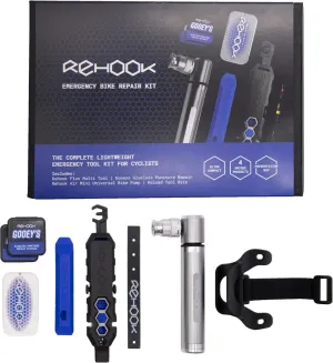 Rehook Emergency Bike Repair Kit - Complete Lightweight Emergency Tool Kit for Cyclists. Cycling Multi Tool, Bike Pump, Tyre Levers, Glueless Puncture Repair Patches