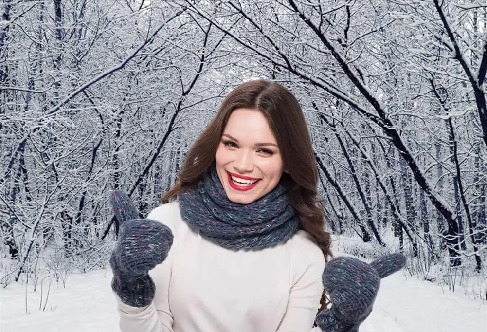 Renaiss 10x7ft Snowscape Forest Path Photo Backdrop Vinyl Snow Ice Tree Road Photography Backdground Winter Scenery Christmas New Year Party Decorations Birthday Wedding Photo Studio Booth Props