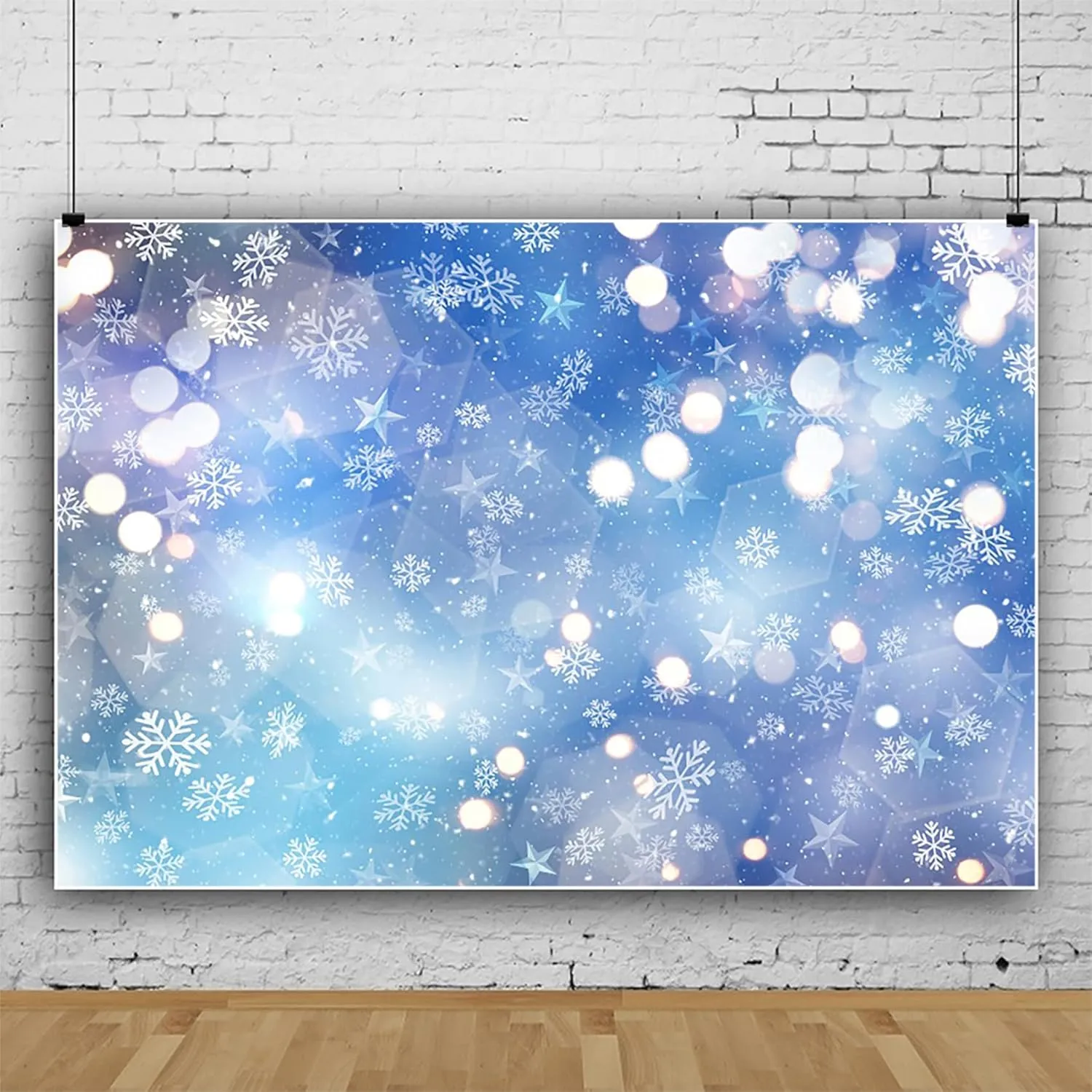 Renaiss 7x5ft Winter Snowflake Backdrop Ice Blue Bokeh Wonderland Photography Background Kids Portrait Baby Shower Birthday New Year Christmas Winter Party Decor Banner Photo Studio Booth Props