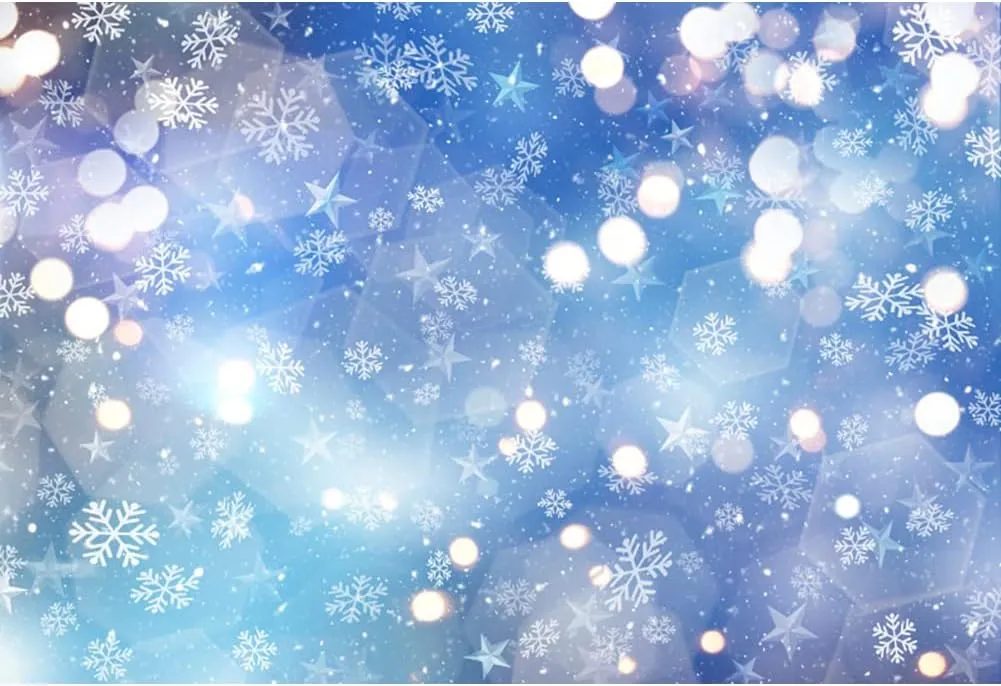 Renaiss 7x5ft Winter Snowflake Backdrop Ice Blue Bokeh Wonderland Photography Background Kids Portrait Baby Shower Birthday New Year Christmas Winter Party Decor Banner Photo Studio Booth Props