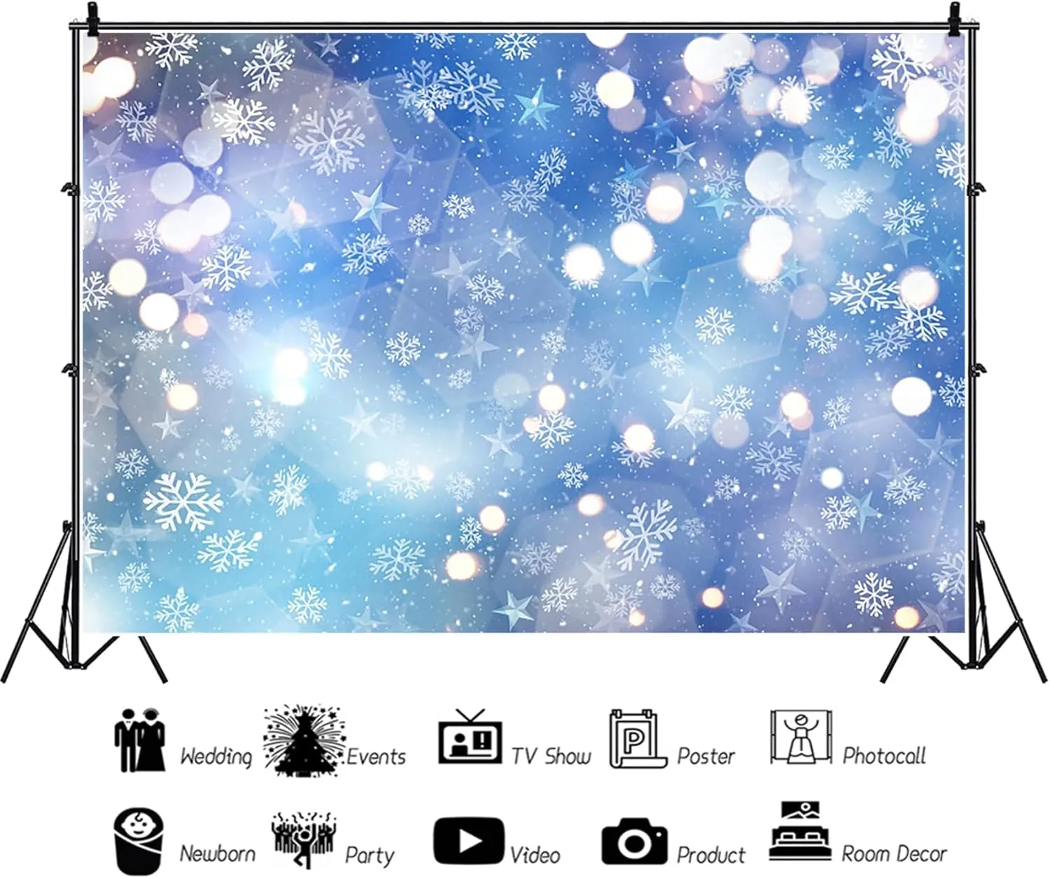 Renaiss 7x5ft Winter Snowflake Backdrop Ice Blue Bokeh Wonderland Photography Background Kids Portrait Baby Shower Birthday New Year Christmas Winter Party Decor Banner Photo Studio Booth Props