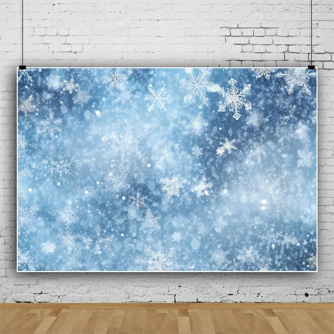 Renaiss 8x6ft 6x8ft Snow Flakes Backdrop Falling Snowflakes Bokeh Photography Background Winter Ice Freeze Wonderland Christmas New Year Banner Birthday Baby Shower Party Decor Photo Booth Props