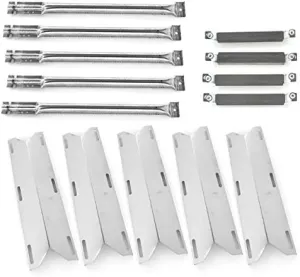 Repair Kit for Charmglow 720-0396, 720-0578 Five Burner Gas Grill Includes 5 Stainless Steel Burners, 5 Stainless Steel Heat Shields and 4 Crossover Tubes
