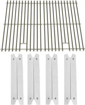 Replacement Kit For Brinkmann 810-6345-3, 810-7310-F, 810-7400-F Charmglow 810-7600-F & Home Depot 810-8401-F, 820-7310-S Models Includes 4 Heat Tamers & Stainless Cooking Grates (Set of 2)