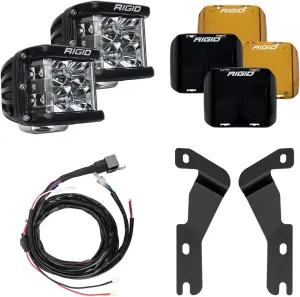 RIGID INDUSTRIES – A-Pillar Light Kit, 2016-2020 Toyota Tacoma, D-SS Flood Lights (2 A-Pillar Mounting Brackets, 2 D-SS Pro Series Flood Lights, 2 Black & 2 Amber Light Covers, 1 Wiring Harness)